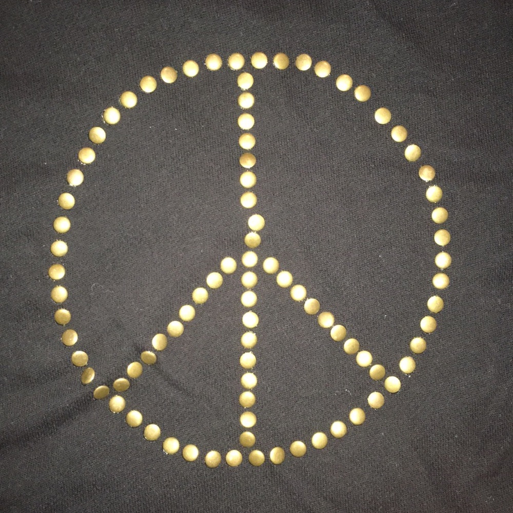 BLACK V NECK PEACE SIGN STUD SWEATSHIRT SIZE M - Picture 2 of 8